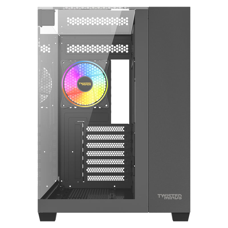 Twisted Minds Warden Rider Tempered Glass ATX Mid Tower Gaming Case - Black (3 ARGB Fans Included) Twisted Minds Warden Rider Tempered Glass ATX Mid Tower Gaming Case - Black (3 ARGB Fans Included)